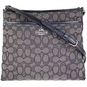 コーチ シグネチャー キャンバス レザー ブラック ショルダーバッグ