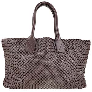 ボッテガ・ヴェネタ イントレチャート カバMM レザー ブラウン トートバッグ