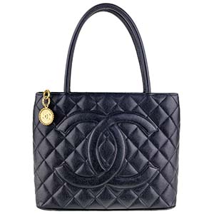 シャネル 復刻トート マトラッセ キャビアスキン ゴールド金具 ブラック トートバッグ