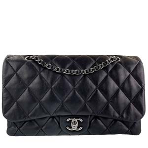 シャネル マトラッセ 25㎝ カーフスキン ブラック ショルダーバッグ