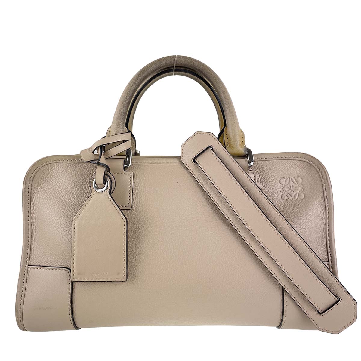 ロエベ アマソナ28 カーフスキン ベージュ 2WAY ハンドバッグ