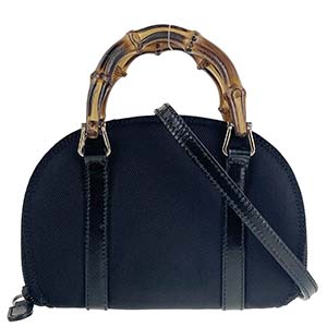 グッチ バンブー ナイロンキャンバス レザー ブラック 2WAY ショルダーバッグ