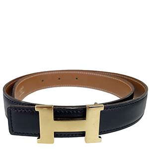 エルメス Hベルト ボックスカーフ ブラック ゴールド金具 バックル ベルト