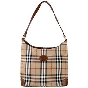 バーバリー ノバチェック キャンバス レザー ベージュ ブラウン ショルダーバッグ