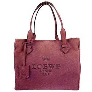 ロエベ ヘリテージ スエード ワインレッド トートバッグ