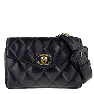 シャネル マトラッセ 17㎝ ラムスキン ブラック ウエストバッグ