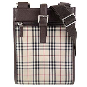 バーバリー ノバチェック キャンバス レザー ベージュ ブラウン ショルダーバッグ