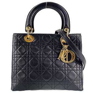 ディオール レディディオール カナージュ ミディアム ラムスキン ブラック 2WAY ハンドバッグ