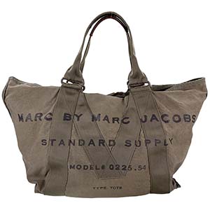 マークジェイコブス スタンダードサプライ キャンバス レザー カーキ トートバッグ