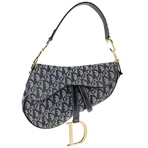 ディオール サドルバッグ トロッター キャンバス レザー ネイビー ショルダーバッグ