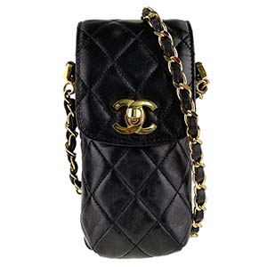 シャネル マトラッセ ラムスキン ブラック チェーン ショルダー 携帯ケース