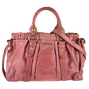 ミュウミュウ ヴィッテロラックス レザー ピンク 2WAY トートバッグ