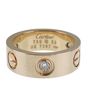 カルティエ ラブリング ハーフダイヤ 750 YG イエローゴールド 50号 指輪