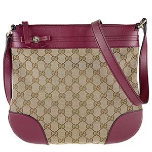 グッチ GGキャンバス キャンバス レザー ベージュ ピンク ショルダーバッグ