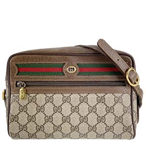 グッチ オールドグッチ シェリーライン PVC レザー ベージュ ブラウン ショルダーバッグ