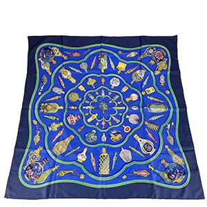 エルメス カレ 90 香水瓶 シルク ブルー ネイビー スカーフ