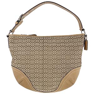 コーチ ミニ シグネチャー  キャンバス レザー ベージュ ショルダーバッグ