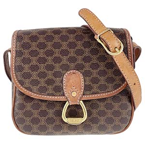 セリーヌ マカダム PVC レザー ブラウン ショルダーバッグ