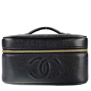 シャネル キャビアスキン CCロゴ ブラック バニティバッグ