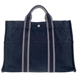 エルメス フールトゥ MM キャンバス ネイビー トートバッグ
