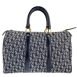 ディオール トロッター キャンバス レザー ネイビー ミニボストン ハンドバッグ