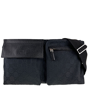グッチ GGキャンバス キャンバス レザー ブラック ウエストバッグ