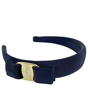 フェラガモ ヴァラ リボン コットン レーヨン ネイビー カチューシャ