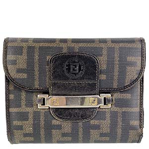 フェンディ ズッカ キャンバス レザー ブラウン 財布