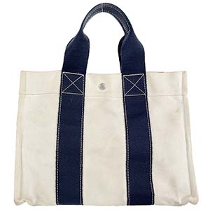 エルメス ボラボラGM キャンバス ホワイト ブラック トートバッグ