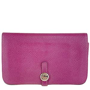 エルメス ドゴンGM レザー パープル 二つ折り 長財布