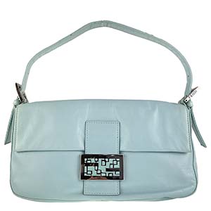 フェンディ マンマバゲット レザー パステルブルー ショルダーバッグ
