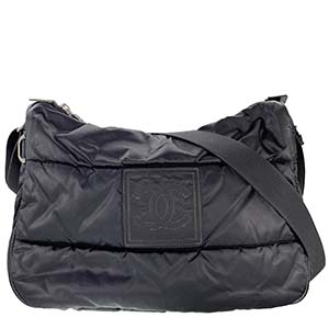 シャネル スポーツライン メッセンジャーバッグ ナイロン ブラック  ショルダーバッグ