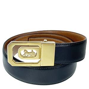 セリーヌ 馬車金具 レザー ブラック ブラウン リバーシブル ベルト