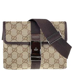 グッチ GGキャンバス キャンバス レザー ベージュ ブラウン ウエストバッグ