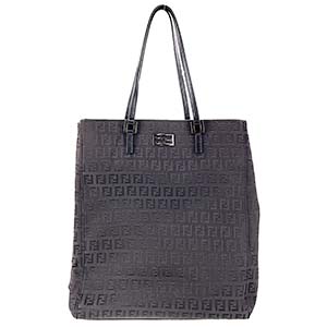 フェンディ ズッキーノ キャンバス レザー ブラック トートバッグ