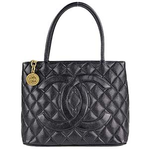 シャネル 復刻トート マトラッセ キャビアスキン ゴールド金具 ブラック トートバッグ