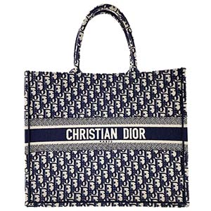 ディオール ブックトート ラージ オブリーク エンブロイダリー キャンバス ネイビー トートバッグ