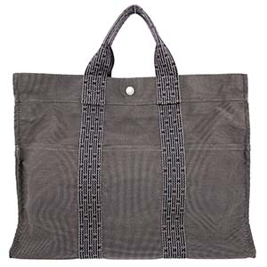 エルメス エールラインMM ナイロン キャンバス グレー トートバッグ