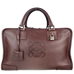 ロエベ アマソナ35 カーフスキン ブラウン ハンドバッグ