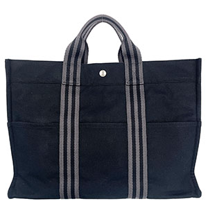 エルメス フールトゥ MM キャンバス ネイビー トートバッグ