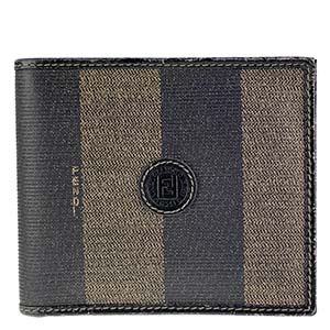 フェンディ ぺカン PVC レザー グリーン ブラック 二つ折り 財布