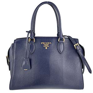 プラダ サフィアーノ レザー ネイビー 2WAY ハンドバッグ