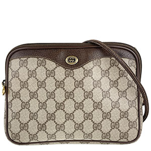 グッチ オールドグッチ PVC レザー ブラウン ショルダーバッグ