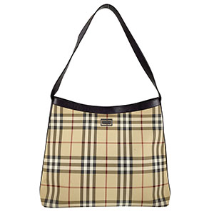 バーバリー ノバチェック PVC レザー ベージュ ブラック ショルダーバッグ