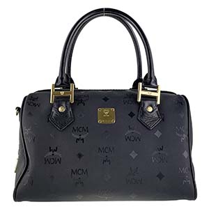 MCM ヴィトセス PVC レザー ブラック ボストンバッグ