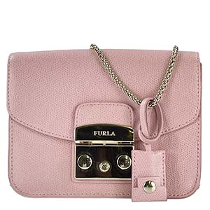 フルラ メトロポリス カーフレザー ピンク チェーン ショルダーバッグ
