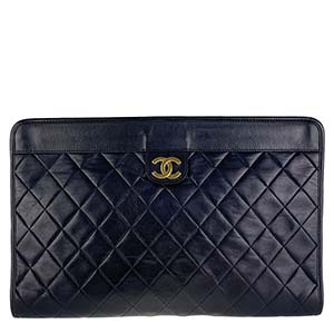 シャネル マトラッセ ラムスキン ブラック クラッチバッグ