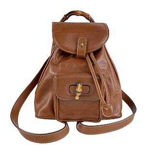 グッチ バンブー レザー ブラウン リュック