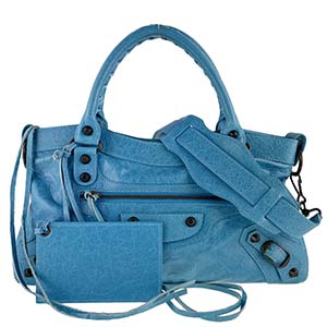 バレンシアガ ザ ファースト レザー ターコイズブルー 2WAY ハンドバッグ