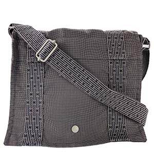 エルメス エールライン バサスPM ナイロン キャンバス グレー ショルダーバッグ